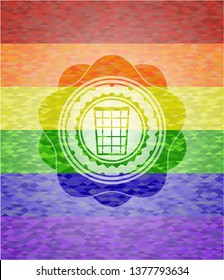 wastepaper basket icon on mosaic background with the colors of the LGBT flag