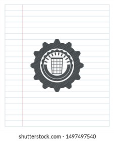 wastepaper basket icon penciled. Vector Illustration. Detailed.