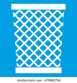 Wastepaper basket icon white isolated on blue background vector illustration