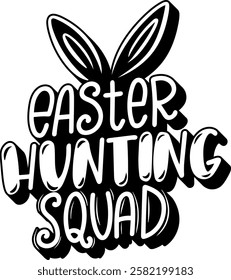 waster hunting squad happy easter black vector graphic design and cut file