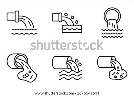 wastewater icon set, flat illustration of vector icon on white background.