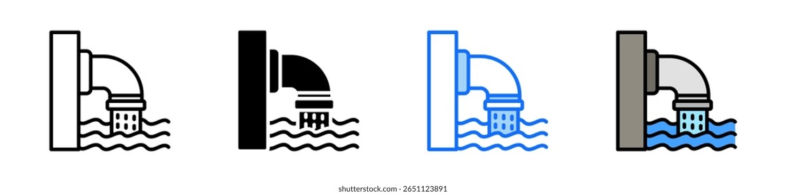 Wastewater Icon Set Multiple Style Collection