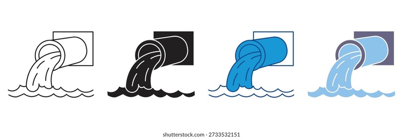 Ícone Wastewater Set Multiple Style Collection. Ilustração vetorial.