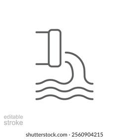 Wastewater icon. Simple outline style. Waste water, effluent, drainage, sewer, sewage, industry, pipe, pollution, environment concept. Thin line symbol. Vector illustration isolated. Editable stroke.