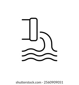 Wastewater icon. Simple outline style. Waste water, effluent, drainage, sewer, sewage, industry, pipe, pollution, environment concept. Thin line symbol. Vector illustration isolated.