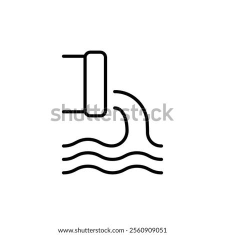 Wastewater icon. Simple outline style. Waste water, effluent, drainage, sewer, sewage, industry, pipe, pollution, environment concept. Thin line symbol. Vector illustration isolated.