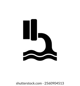Wastewater icon. Simple solid style. Waste water, effluent, drainage, sewer, sewage, industry, pipe, pollution, environment concept. Black silhouette, glyph symbol. Vector illustration isolated.