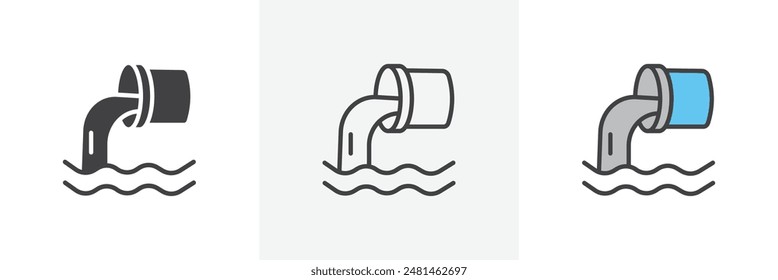 Wastewater icon symbol collection on white background.