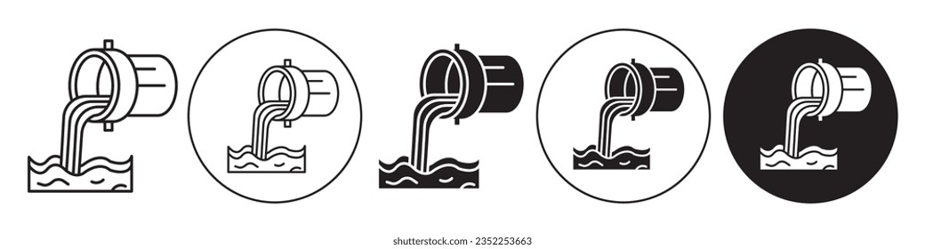 Wastewater Icon. Symbol of industrial drainage system to purification dirty gutter sludge through pipeline duct. Vector set of sewage plant disposal treatment drain. Flat outline of pollution pipe