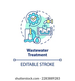 Wastewater treatment concept icon. Eliminate contaminants. Dirty water processing abstract idea thin line illustration. Isolated outline drawing. Editable stroke. Arial, Myriad Pro-Bold fonts used