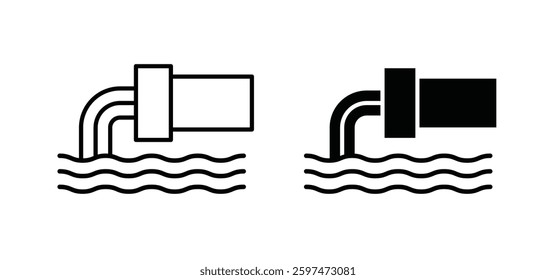 Wastewater vector icon set black filled and outlined style.