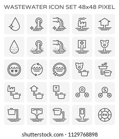 Wastewater and water treatment icon set, 48x48 perfect pixel and editable stroke.