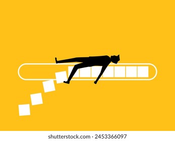 Wasting time in vain. Lazy man sleeping on bar loading 