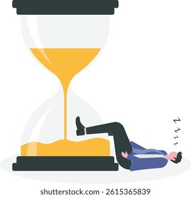 Wasting time waiting and never start new business, time fly or ineffective thinking or laziness concept,

