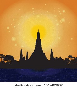 Wat Arun  the temple of Dawn In Thailand,The prang of the Wat Arun