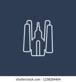 Wat maha that icon. Trendy flat vector line Wat maha that icon on dark blue background from Religion collection. 