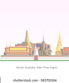 Wat Phra Kaew - The one Temple is most famous emerald buddha in Bangkok, Thailand Landscape Vector illustrator