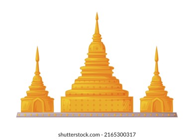 Wat Phra Kaew as Thailand Symbol and Famous Landmark Vector Illustration