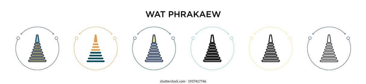 Wat phrakaew icon in filled, thin line, outline and stroke style. Vector illustration of two colored and black wat phrakaew vector icons designs can be used for mobile, ui, web