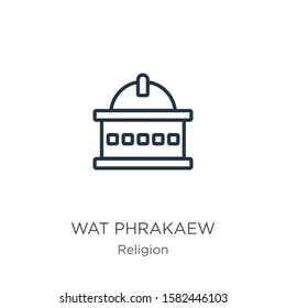 Wat phrakaew icon. Thin linear wat phrakaew outline icon isolated on white background from religion collection. Line vector sign, symbol for web and mobile