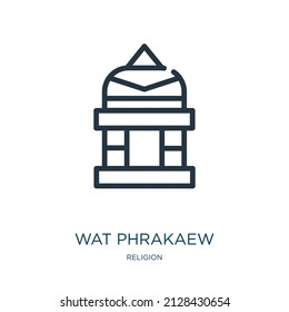 mit einem Symbol für dünne Linie. Tourismus, buddha lineare Symbole aus dem religiösen Konzept isolierte Umriss-Zeichen. Vektorgrafik-Symbol-Element für Webdesign und Apps.