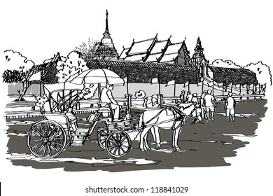 Wat Pra That Lampang Luang : sketchbook vector