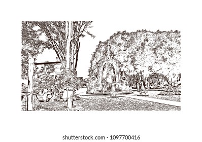 Wat Rong Khun, Wat in Pa O Don Chai, Thailand. hand drawn sketch illustration in vector.