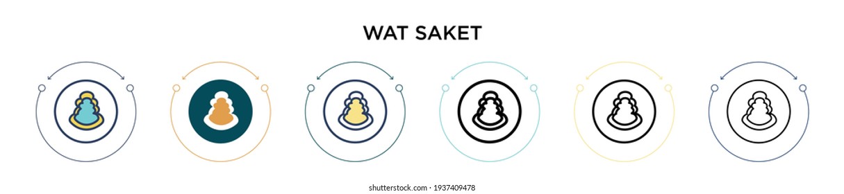 Wat saket icon in filled, thin line, outline and stroke style. Vector illustration of two colored and black wat saket vector icons designs can be used for mobile, ui, web