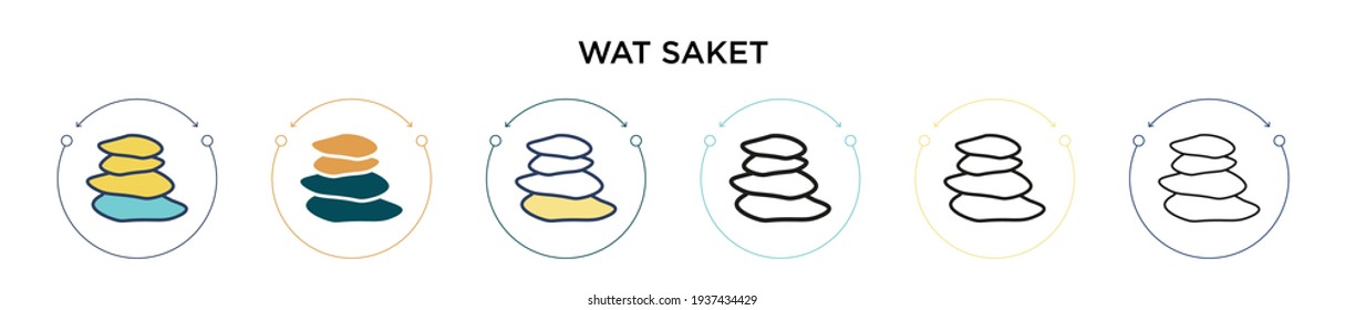 Wat saket icon in filled, thin line, outline and stroke style. Vector illustration of two colored and black wat saket vector icons designs can be used for mobile, ui, web