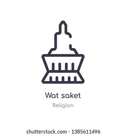 wat saket outline icon. isolated line vector illustration from religion collection. editable thin stroke wat saket icon on white background