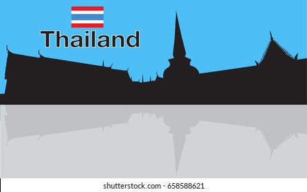 wat thailand Silhouette vector
