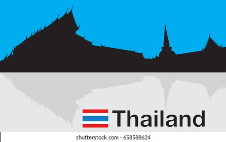 wat thailand Silhouette  vector