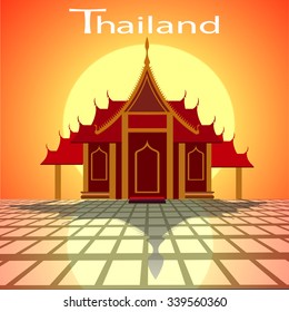 WAT THAI.sunset with  thai temple - vector illustration