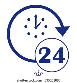 Watch 24 hours, icon, vector illustration EPS 10