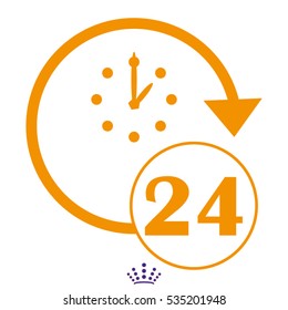 Watch 24 hours, icon, vector illustration EPS 10