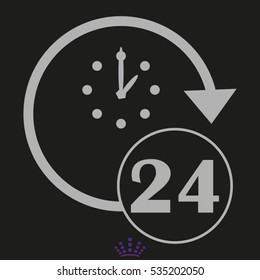 Watch 24 hours, icon, vector illustration EPS 10
