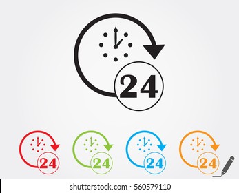 Watch 24 hours of icon, vector illustration eps10