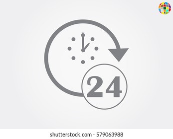 Watch 24 hours of icon, vector illustration eps10