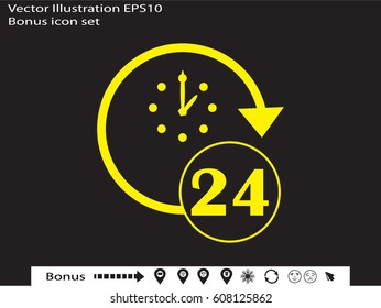 Watch 24 hours of icon, vector illustration eps10