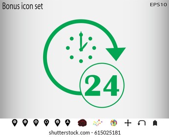 Watch 24 hours of icon, vector illustration eps10