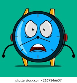 Watch angry face ekspression for cartoon with vector style characteristic