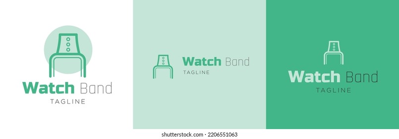 Watch band store logo design set, wristband business symbol, smartwatch customization emblem concept, technology gadget editable commercial logotype, e-commerce shop branding, isolated on background svg