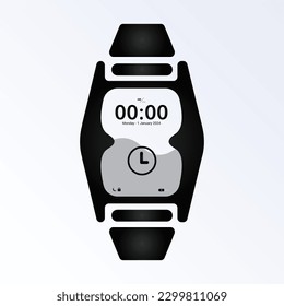 watch, black hourglass concept, men's watch accessories, logo concept. smart watch silhouette symbol