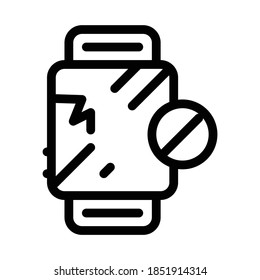 watch broken glass icon vector. watch broken glass sign. isolated contour symbol illustration