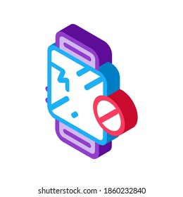 watch broken glass icon vector. isometric watch broken glass sign. color isolated symbol illustration