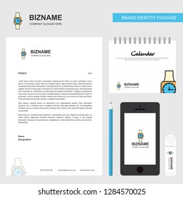 Watch Business Letterhead, Calendar 2019 and Mobile app design vector template