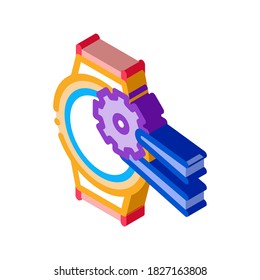 watch change gear icon vector. isometric watch change gear sign. color isolated symbol illustration
