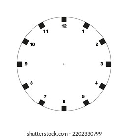 Watch in classic design with blank dial. Analog watch face for simple clock, vector illustration.