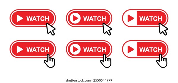 Watch click button set icon, vector illustration