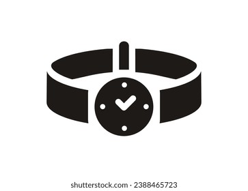 Watch clock. Rounded watch clock. Simple illustration in black and white.
